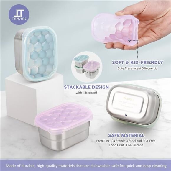 Stainless Steel Snack Containers for Kids and Toddlers | Easy Open Leak Proof - Picture 5 of 7